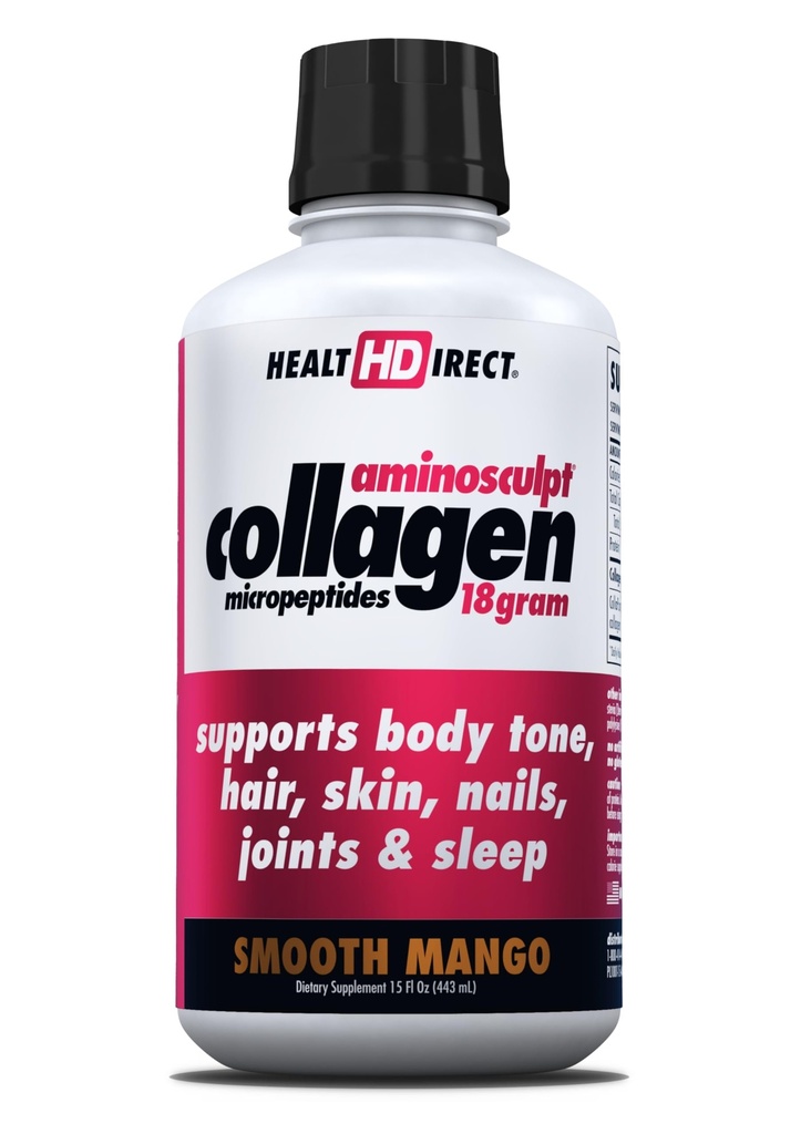 HEALTH DIRECT AminoSculpt Supplemento al collagene senza zucchero - Proteine ad alta potenza per capelli, pelle, unghie e articolazioni, Grass-Fed, Non OGM, Liquid Collagen - Mango liscia - 15 Fl Oz