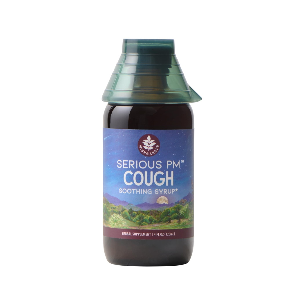 WishGarden Kräuter Serious Cough PM Beruhigende Syrup - Natürliche Kräuter-Nacht-Cough-Unterdrücker für Erwachsene mit Mullein Leaf Beruhigt Cough Reflex, normalisiert Mucus Production, unterstützt Restful Sleep, 4oz