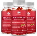Magnesio Glycinate Gummies - 400mg Magnesio Glycinate Gummy con Vitamina D, B6, e CoQ10, Magnesio Supplemento per Rilassamento e Cognizione, Sugar Free - 60 Raspberry Gummies (3 Confezione)