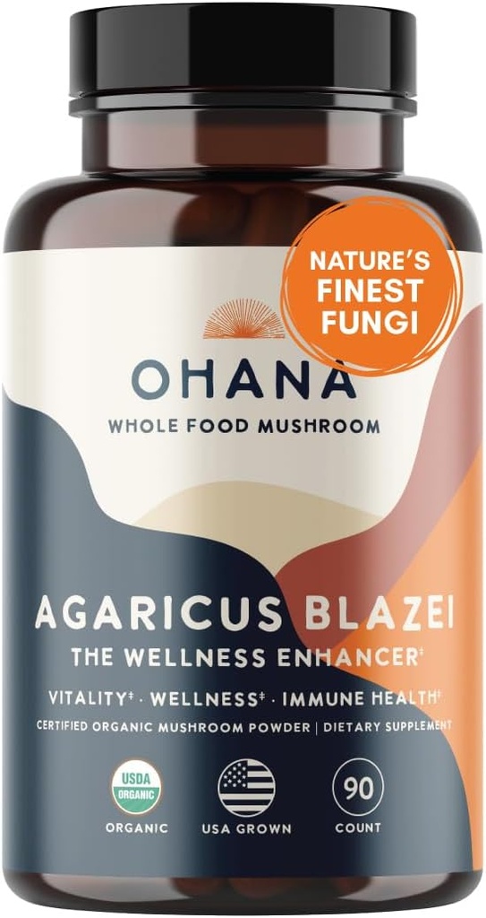 Aloha Medicinals Pure Agaricus Blazei 500 mg 90 Vegetarische Kapseln Certified Organic