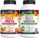 Supplément quotidien aux fruits et légumes pour les femmes et les hommes - 47 Fruits et légumes entiers - Divers équilibre naturel des vitamines Minéraux et Noni - 180 capsules de fruits, 180 capsules de légumes (2 boîtes)