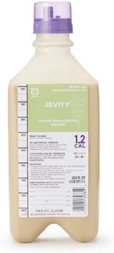 Jevity Plus Ross Ready-to-Hang 1,2 Cal/Ml Nutrition liquide à haute teneur en azote avec mélange de fibre breveté 1000 Ml avec bouchon d'adaptateur - 1 cas de 8