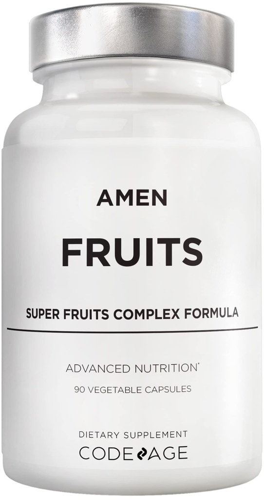 Amen Frutta, Frutti giornalieri Vitamine Integratori, Oltre 20 Estratti di Frutta Intera - Multivitamina cruda, Bacche, Polifenoli Antiossidanti Superfood & Flavonoidi - Non-GMO - 90 Capsule
