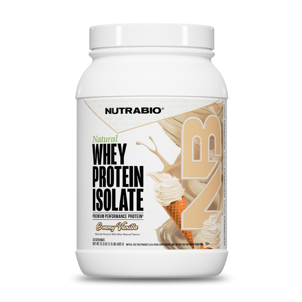 NutraBio Grass Fed Whey Isolate Protein Powder - 25G di Proteine Per Scoop - Supplemento di proteine naturali senza zucchero magra del muscolo - Vanilla Bean- 2 Pounds, 29 Serve.