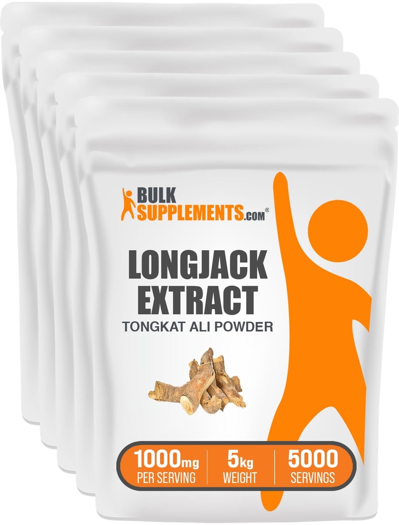 BulkSupplements.com Longjack Extract Powder - Tongkat Ali Extract, Longjack Tongkat Ali Powder - Tongkat Ali per Men & Women, Gluten Free - 1000mg per Serving, 5kg (11 lbs) (Pack of 5)