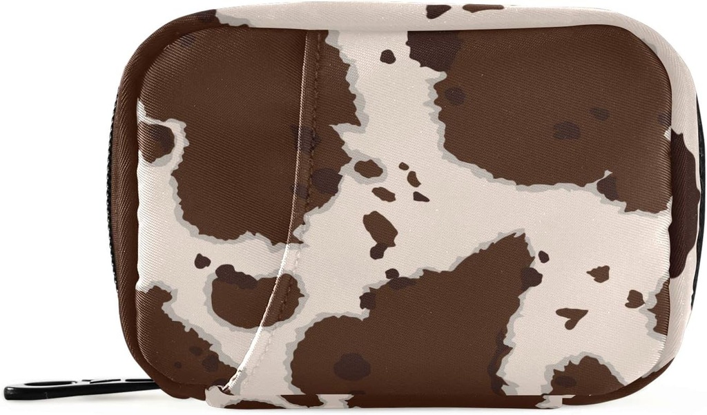 OTVEE Beige Brown Cow Print Pill Case Bag, Vitamin Organizer Medicine Carrying Case per viaggi