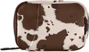 OTVEE Beige Brown Cow Print Pill Case Bag, Vitamin Organizer Medicine Carrying Case per viaggi