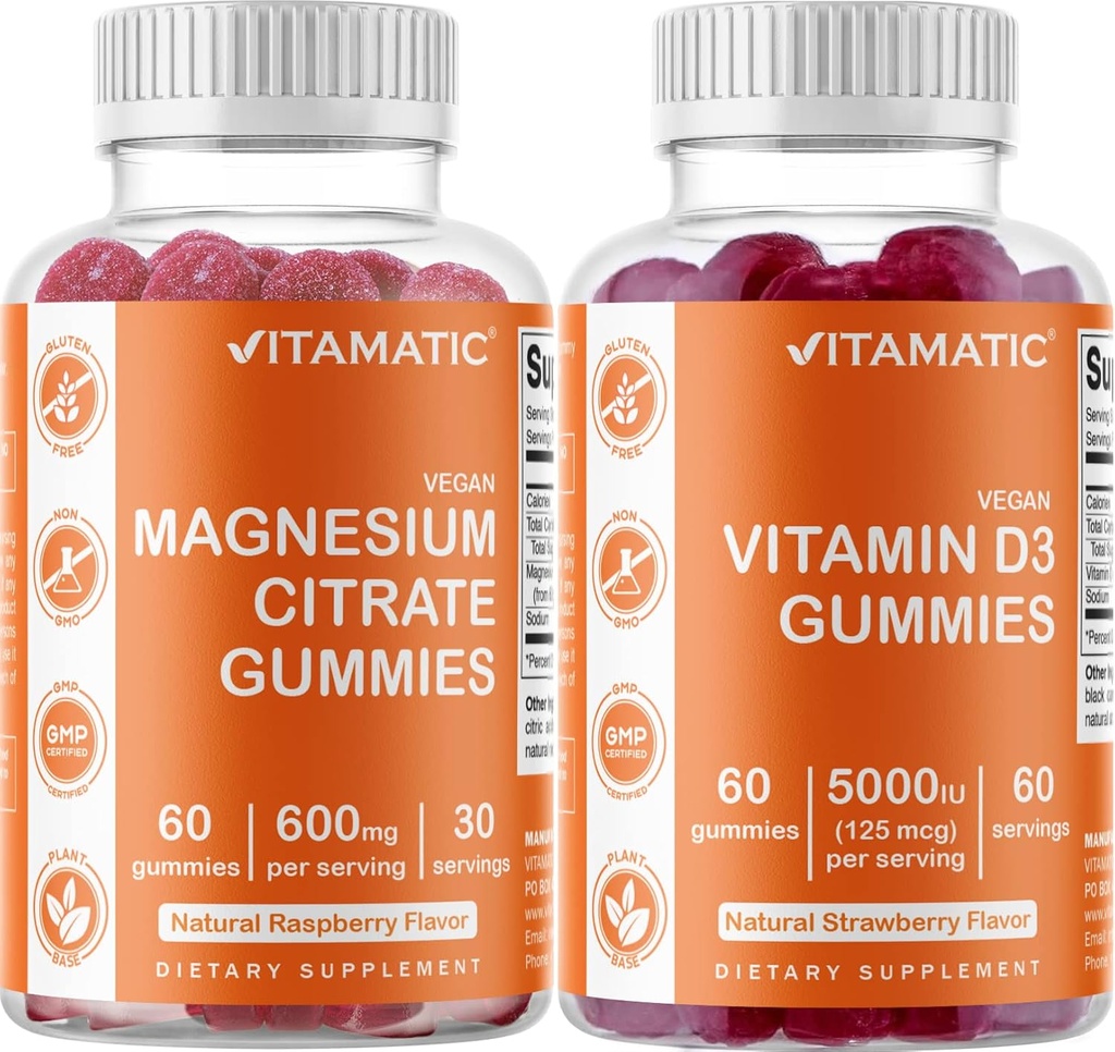 Vitamatic Magnesio & Vitamina D3 Gummies Combo - 60 Vegan Conte Ogni