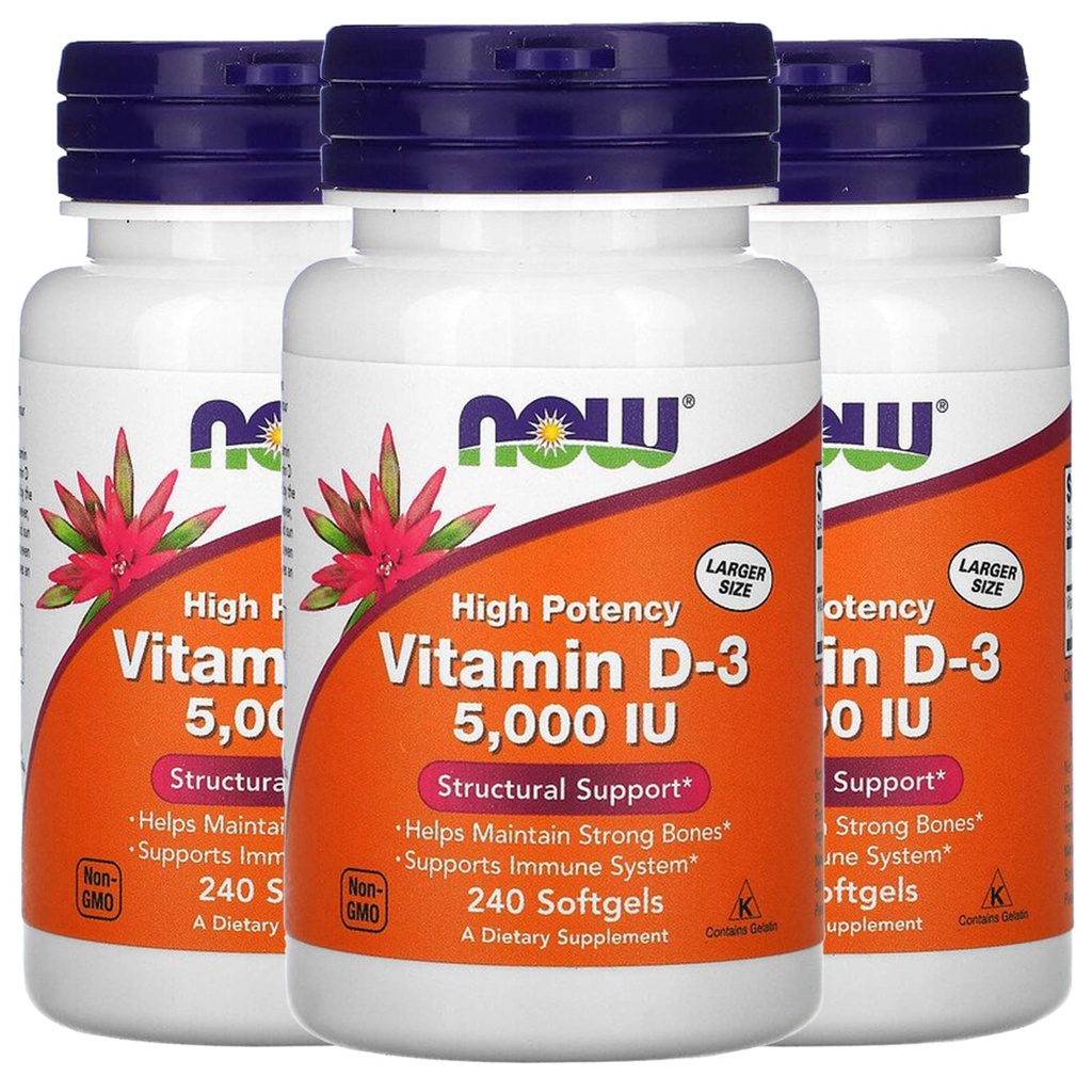 Jetzt Vitamin D-3 5000 IU, 240 Softgels, Packung von 3