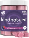 Kindnature L-Theanine Gummies 200mg – Vegan Calm & Focus Supplemento per adulti e bambini Età 4+ – Misto Berry Chewable, Basso Zucchero, Non-Drowsy*