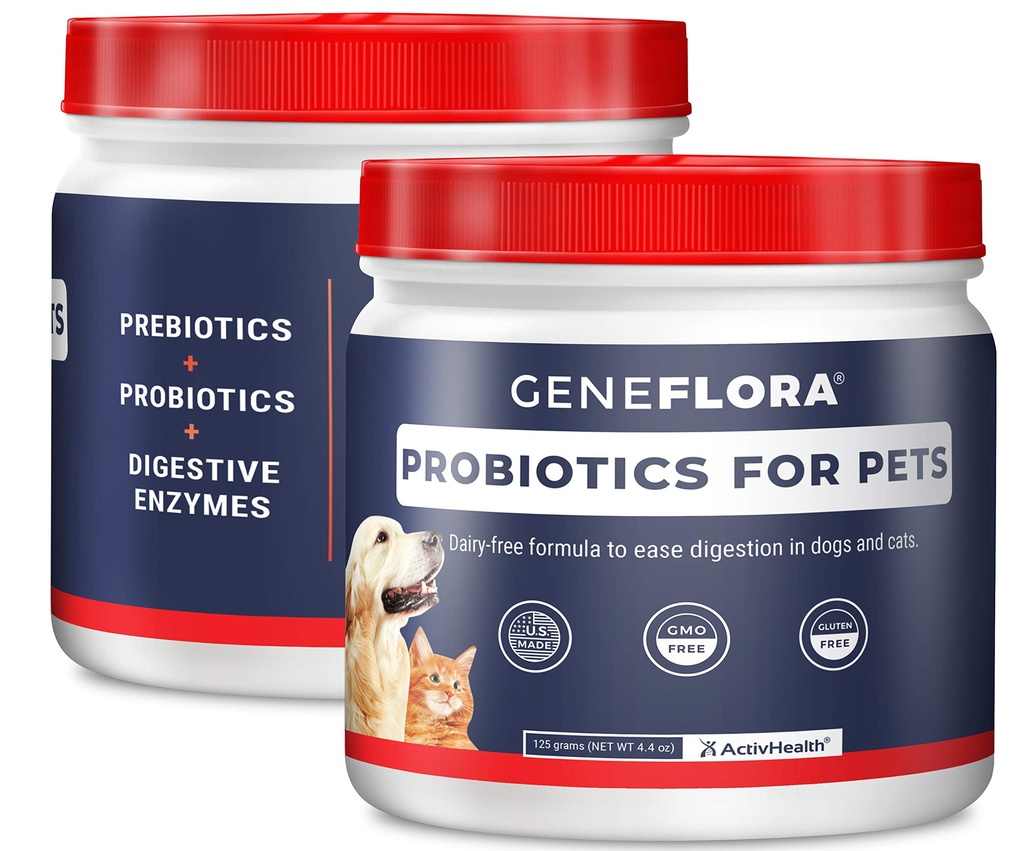 ActivHealth Enzymes digestifs et probiotiques pour animaux de compagnie (Chiens, chats, lapins et plus, 125 mg, 120 portions) par Geneflora pour animaux de compagnie Pack de 2