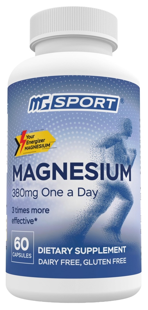 Magnesium Supplement Complex MGSPORT- Hohe Absorption mit Vitaminen B6, D, E - lindert Leg Cramps & Muskelunterstützung - 60 Servierungen