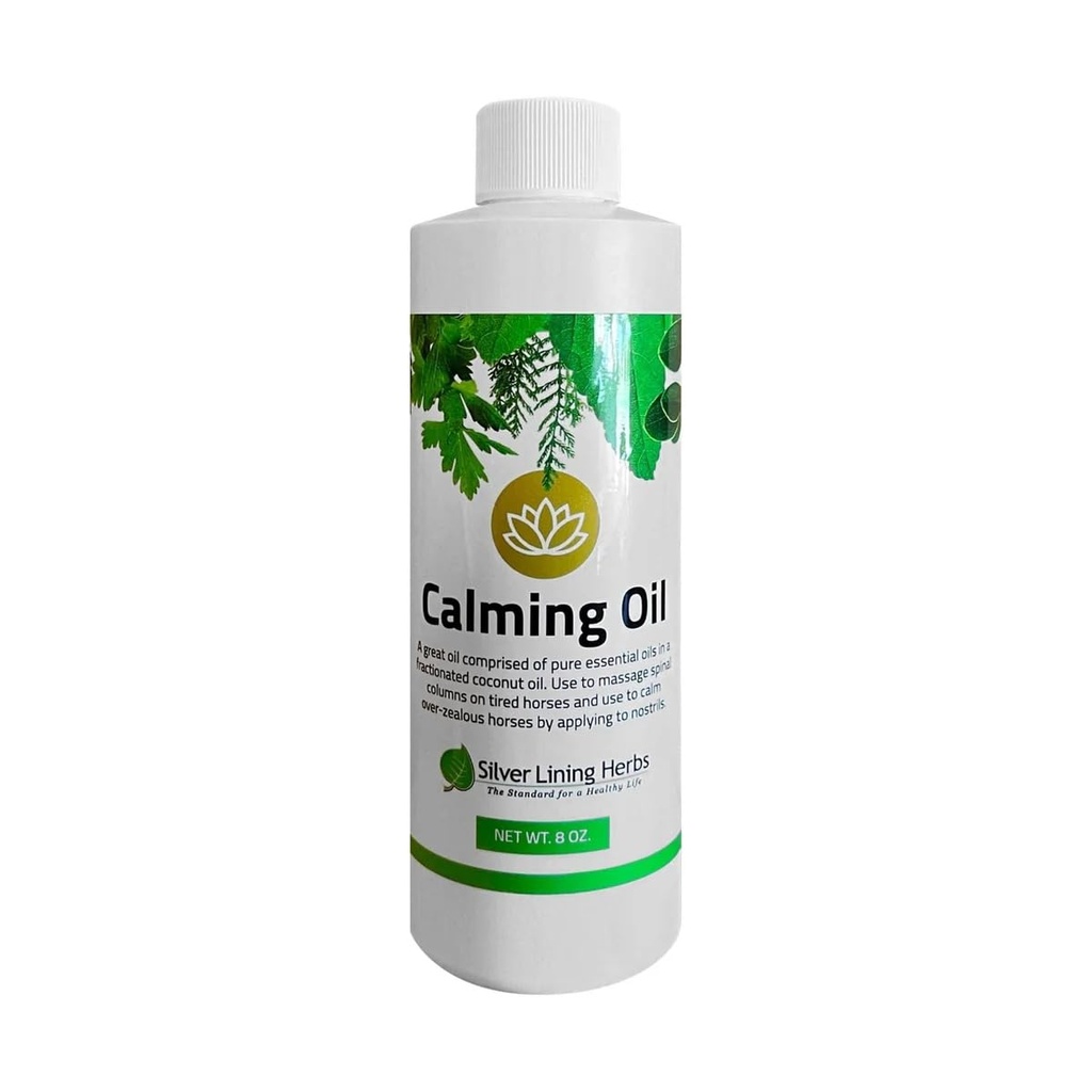 Silber Futter Kräuter Kalköl für Pferde – All-Natural ätherische Ölmischung mit Kokosnussöl – Hilft Relax Anxious, Restless & High-Strung Horses – 8 Unze