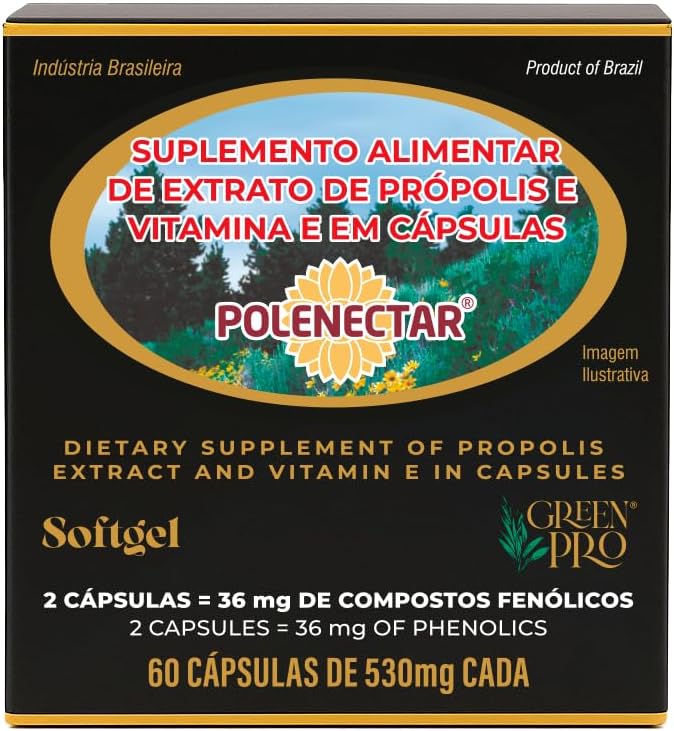 16 Confezione di Polenectar Brasile Green Bee Propolis 60 Softgels 300mg - Nuovo Packaging