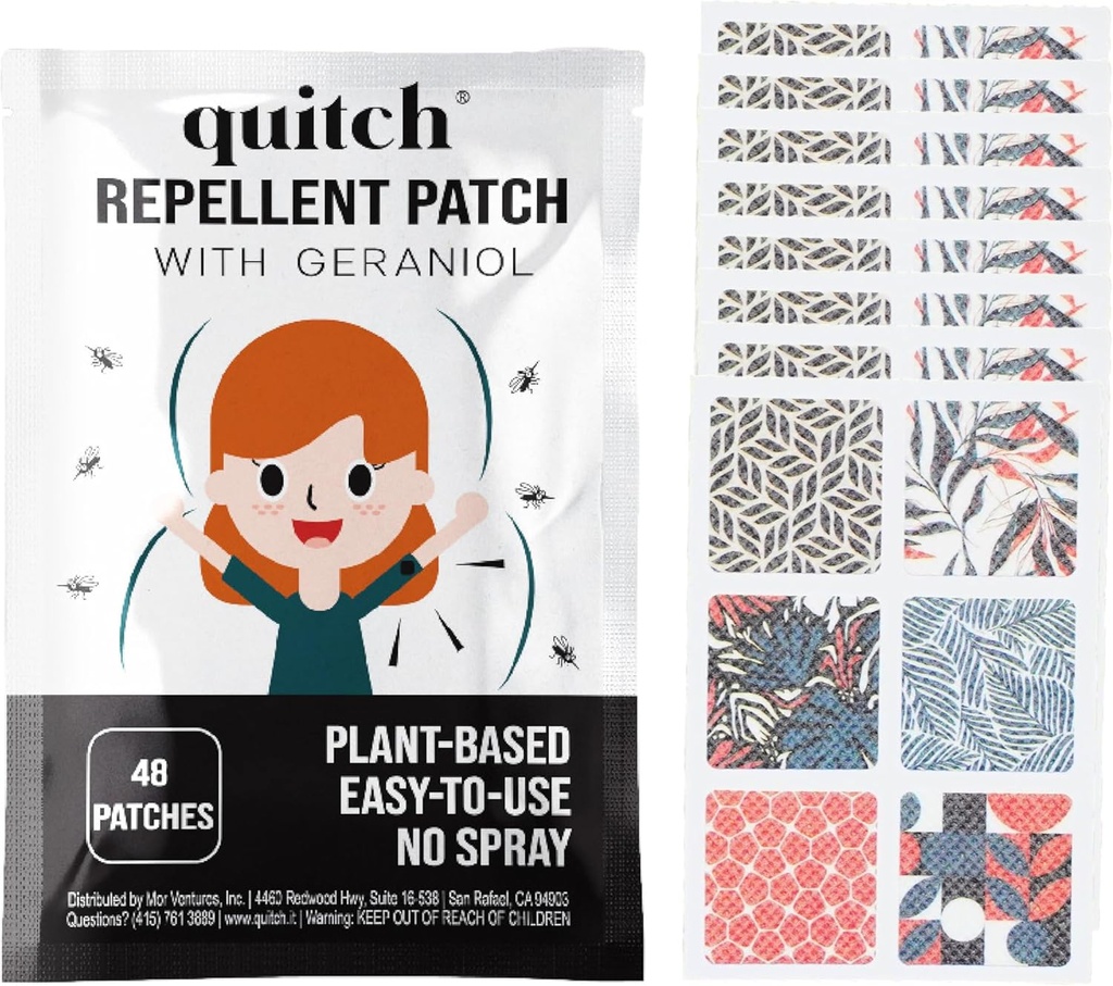 Quitch Natural Moskito Repellent Aufkleber für Kinder & Erwachsene | geraniol Bug Patch | Anti Moskito Patch | Moskito Patches für Babys | Bug Spray Aufkleber | citronella Insect Alternative