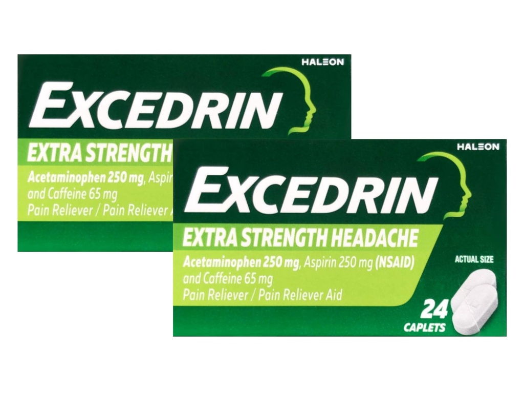 Excedrin Extra Strength - 24 Caplets, Pack of 2