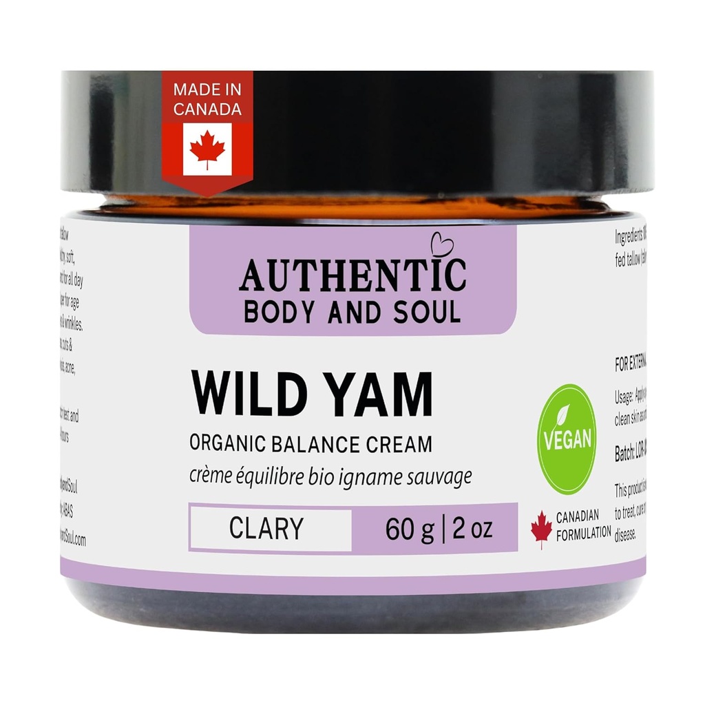 Autentico biologico Wild Yam Root Balancing Cream per le donne con botanici a base di erbe, Yam Cream, Wild Yam Skin Care, Tutti gli ingredienti certificati Vegan (VEGAN Clary Blend)