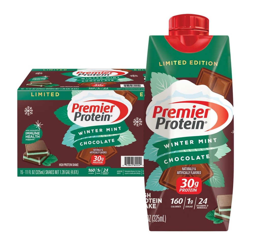Premier Protein Winter Mint Schokoladenprotein Shake 11 Fl Oz (Pack von 1)