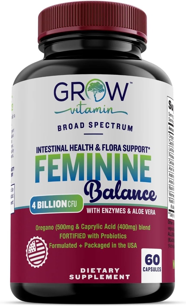 Feminine Balance Complex | Candida Support | Oregano & Caprylic Acid Blend | Vaginal Detox & Cleanse Probiotics | Unterstützt gesunde Darmflora & Immunfunktion
