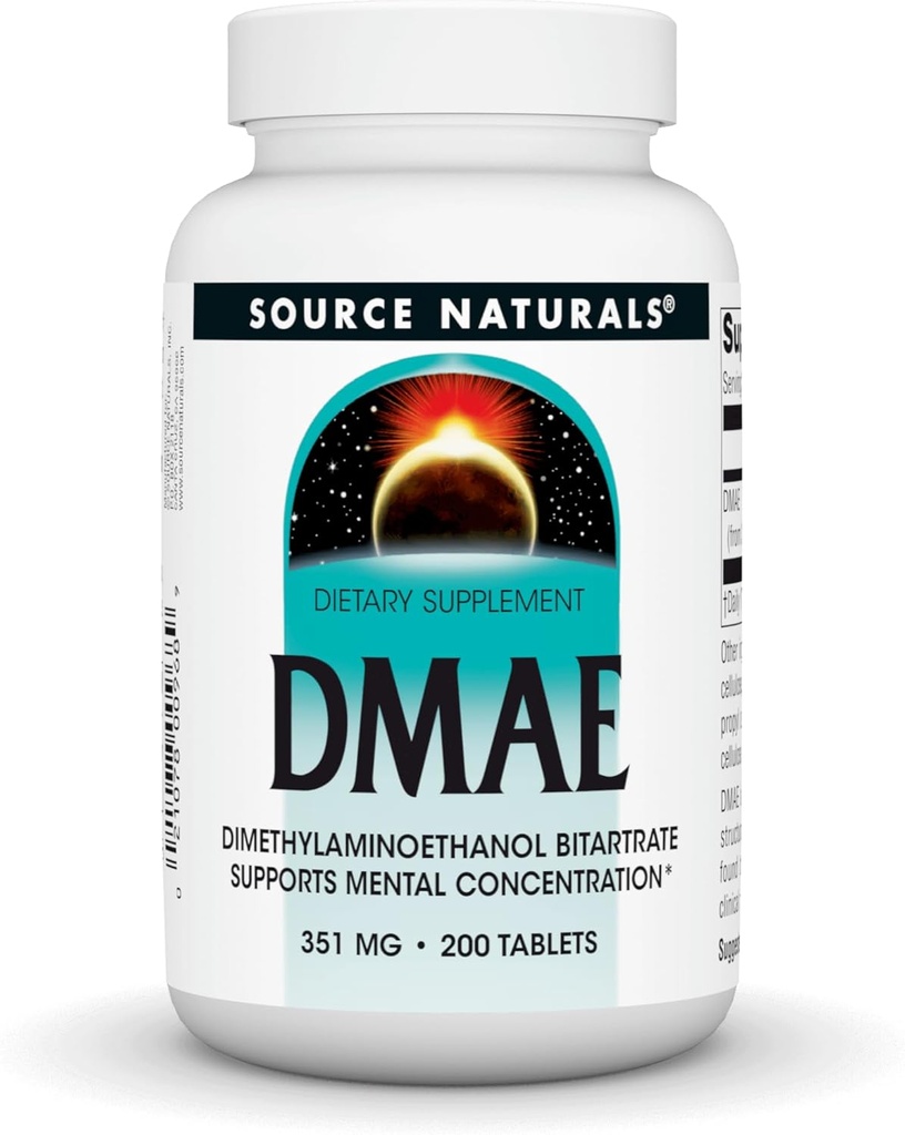 Quelle Naturals DMAE, Dimethylaminoethanol Bitartrate - Unterstützt Psychische Konzentration - 200 Tabletten