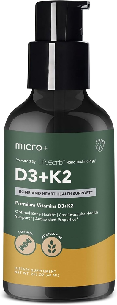D3K2+ von Micro+ Vitamin Supplement mit LifeSorb Technology - D3 K2 Supplement, Knochen und Immungesundheit
