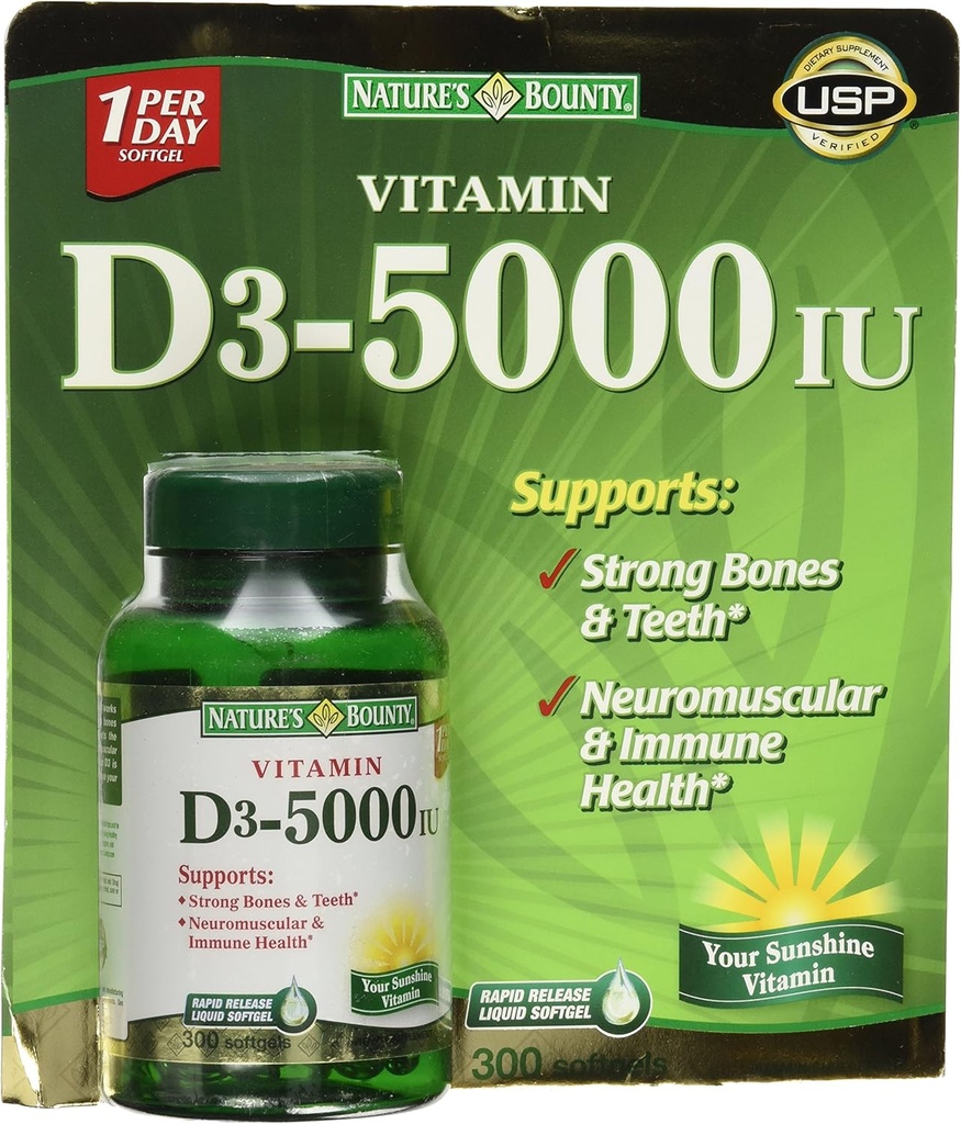 Natur Bounty Vitamin D3 5000 IU, 300 Softgels