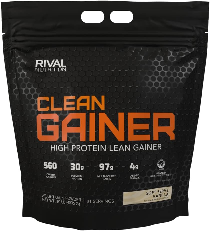 RIVAL NUTRITION Gainer propre - Servir à la vanille douce 10 lbs