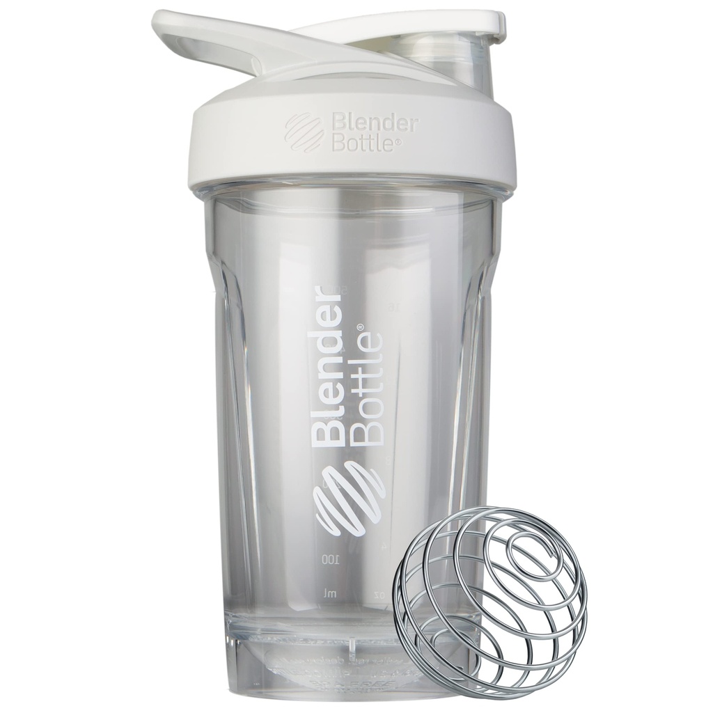 BlenderBottle Sport Shaker Bottiglia con filo Whisk, 24-Ounce, Bianco – Protein Shakes & Hydration per atleti e fitness Enthusiasts, Easy Mixing, Durable & Lightweight, Lockable Lid