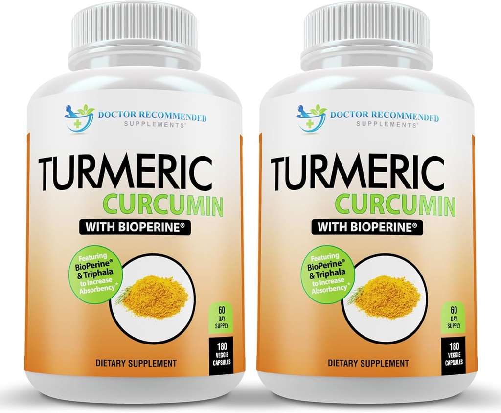 Kurkumenische Curcumin Ergänzung - 2250mg/d - Veggie Caps - 95% Curcuminoide mit Schwarzer Pfefferextrakt (Bioperine) - 750mg Kapseln - 100% Organisch - Leistungsstarke Kurkuma (Pack von 2)