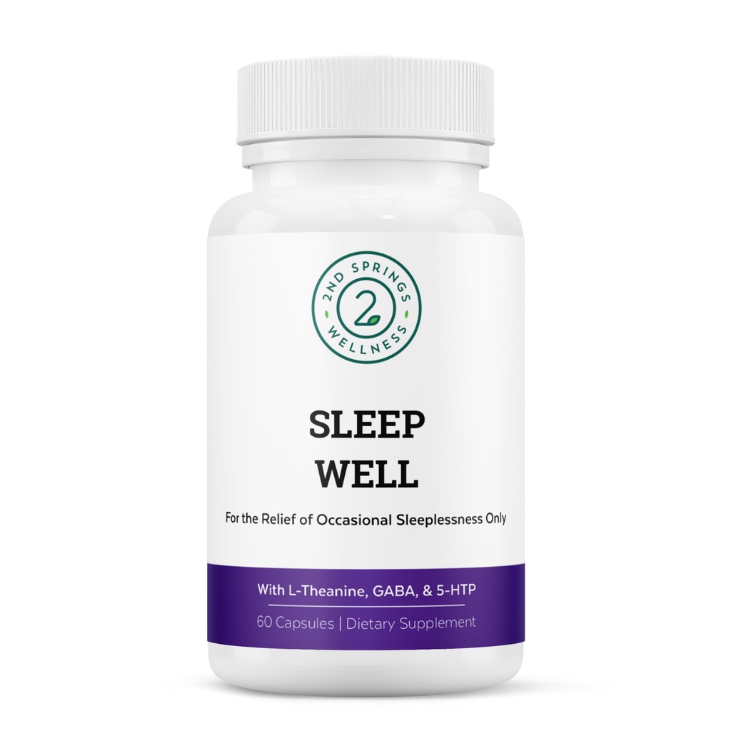 Sleep Well Calmness & Relaxing Support Formel - Leistungsstarke Mischung mit Magnesium, L-Theanin, GABA und Melatonin - verbessert die Entspannung + fördert gesunde Schlafmuster - 60 Kapseln