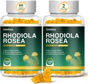 2 Pack Zucchero-Free Rhodiola Rosea Gummies 1000mg, Rhodiola Rosea Supplemento per le donne e gli uomini, Supporto Endurance, Mood & Energy, Non OGM, Vegan, 120 Count