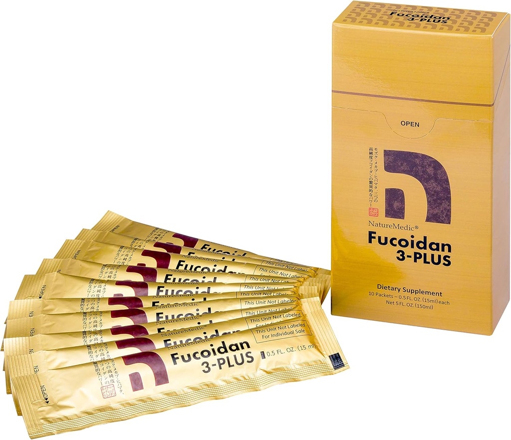 Fucoidan 3-Plus Brown Seaweed Immunity Supplemento con tre tipi di alta purezza Fucoidan Organic Mekabu Fucus Mozuku Agaricus 10 Concentrated Liquid Packets Made in Japan