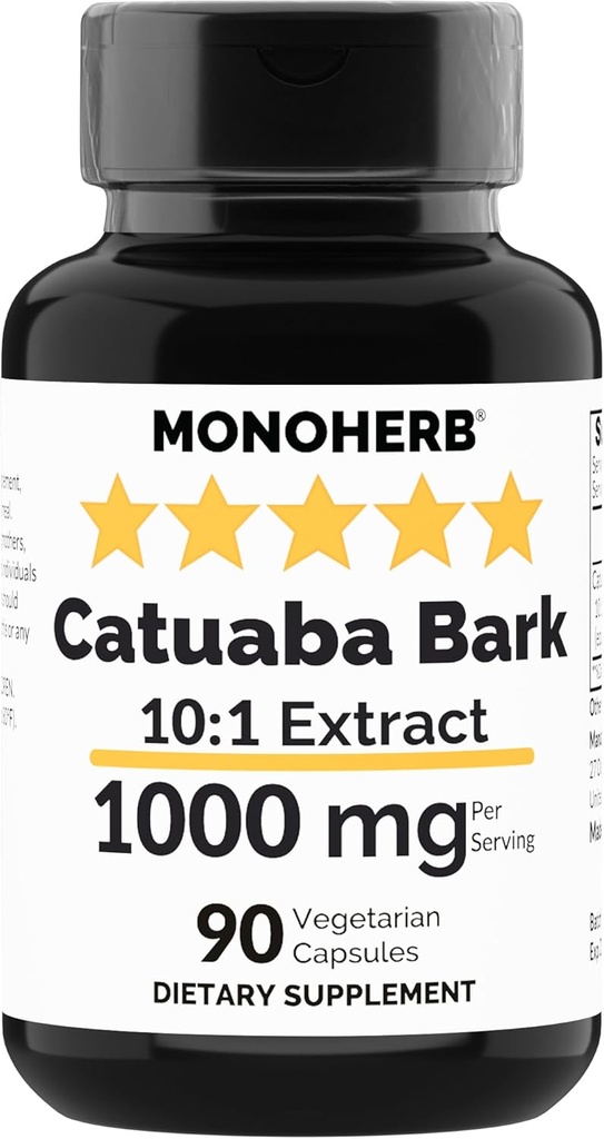MONOHERB Catuaba Bark Extrakt 1000 mg - 90 Vegetarische Kapseln