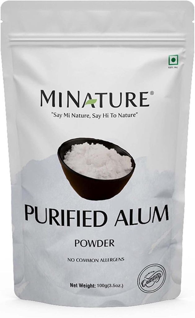 Mi Nature Alum Powder Kalium (Fitkari/Phitkari) -100% Natürliche Hautpflege für Akne, Odor Control & Wasser Reinigung Gesichtsmaske für |Pore Refining 100g |Face Pack Powder |Cruelty-Free