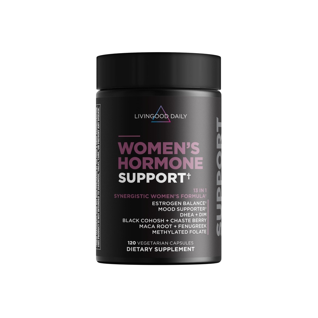 Livingood Daily Women’s Hormon Support Supplement, Estrogen Balance mit Fenugreek, Black Cohosh, Chasteberry, DIM, Natural PMS & Menopause Support, Non GMO, Gluten Free, Vegetarische Kapseln, 120 Ct