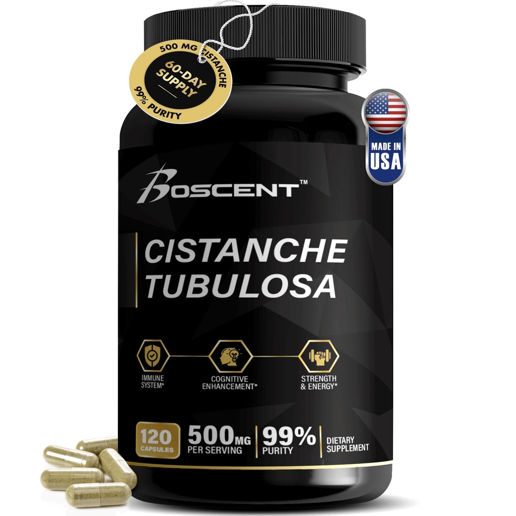 Premium Cistanche Tubulosa Extrakt 500mg (120 Kapseln) - 50% Echinakosiden,10% Acteosides - Natürliche Nootropic für Stamina, Immunität und Gedächtnis - keine Füllstoffe, Hormon Balance - Stärke Booster für Männer