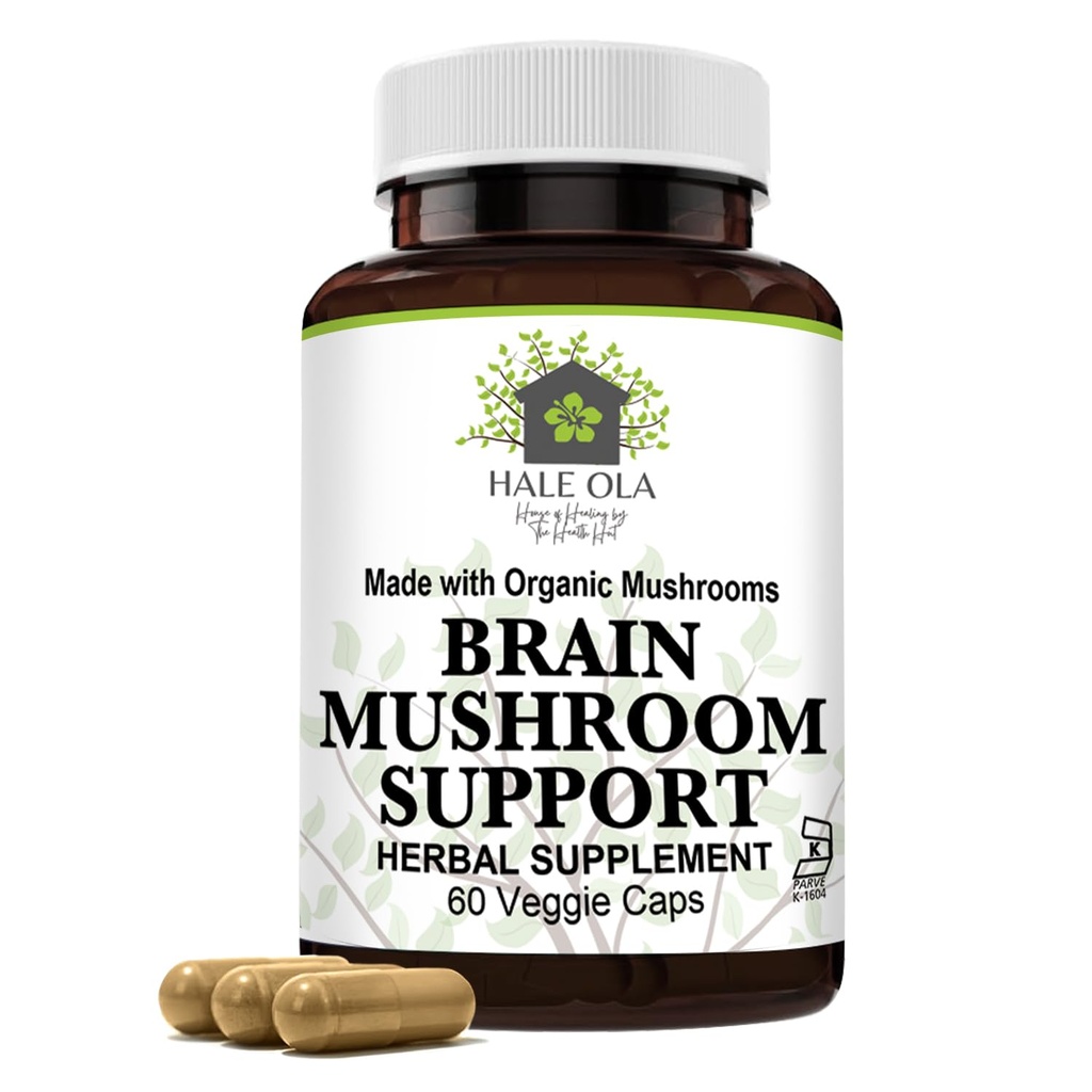 Brain Mushroom Support – Nicht-GMO & Kosher Zertifizierte Ergänzung mit Potent Mushroom Blend für Enhanced Mental Clarity, Energy, Focus, Memory Function & Cognitive Health