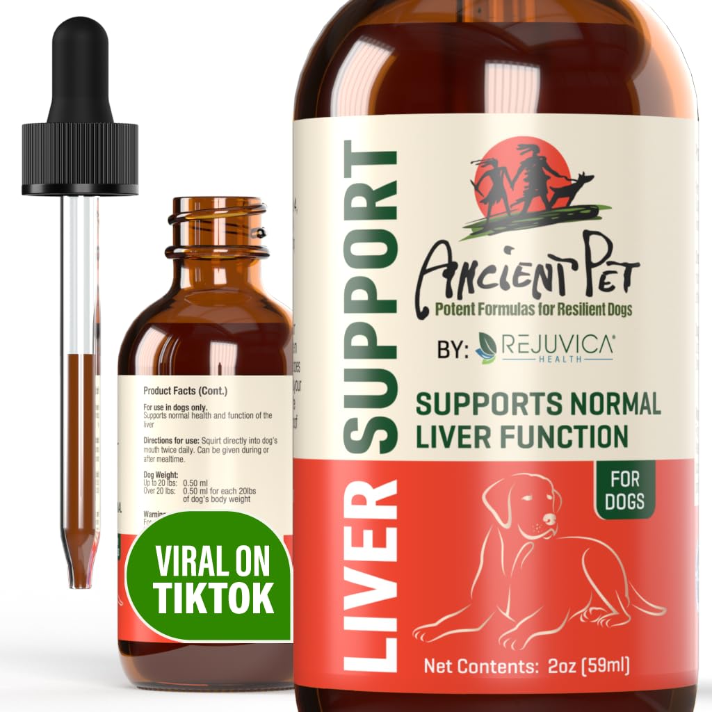Antike Pet Liver-Unterstützung für Hunde & Katzen -Einfache flüssige Lieferung, Mischungen einfach mit Nahrung oder Wasser - Milchdistel, Dandelion & Artichoke - Enhanced Absorption - 2 fl oz
