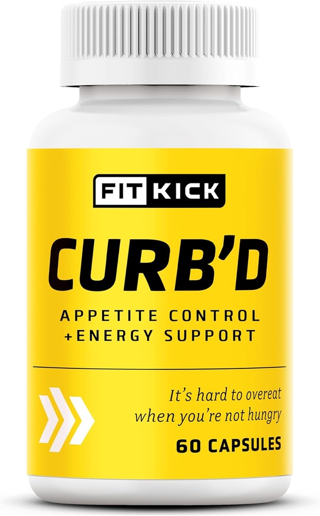 FITKICK Capsules Curb-D – Support, énergie et focus sans prescription avec extraits naturels – Cétones de framboise, haricots verts et agrumes Aurantium – 60 Capsules Vegan