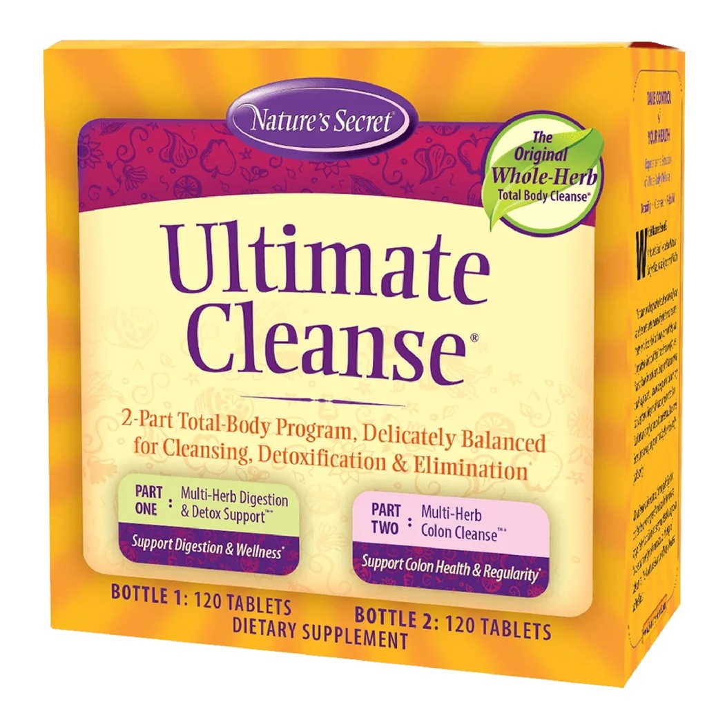 Nature's Secret Ultimate Cleanse - Programma Corpo Totale a 2 pezzi per la pulizia del corpo bilanciato, la disintossicazione e l'eliminazione - Multi-Herb Digestion & Multi-Herb Colon Cleanse Supplements - 240 compresse