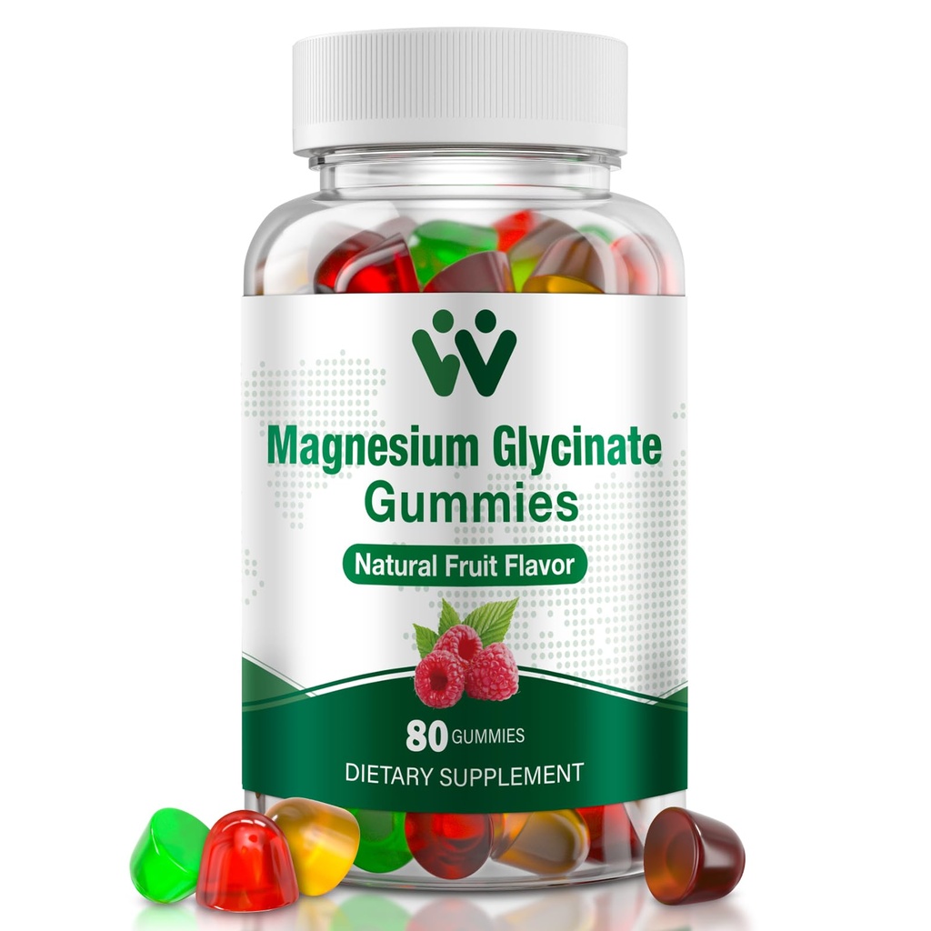 Magnesium Glycinat-Gummien 400 Mg, Zuckerfreie Magnesium-Gummien für Kinder und Erwachsene mit L-Threonat, Calcium & Vitamine B6+D3, 80 Count Magnesium Glycinate Gummy Mixed Fruit Flavors