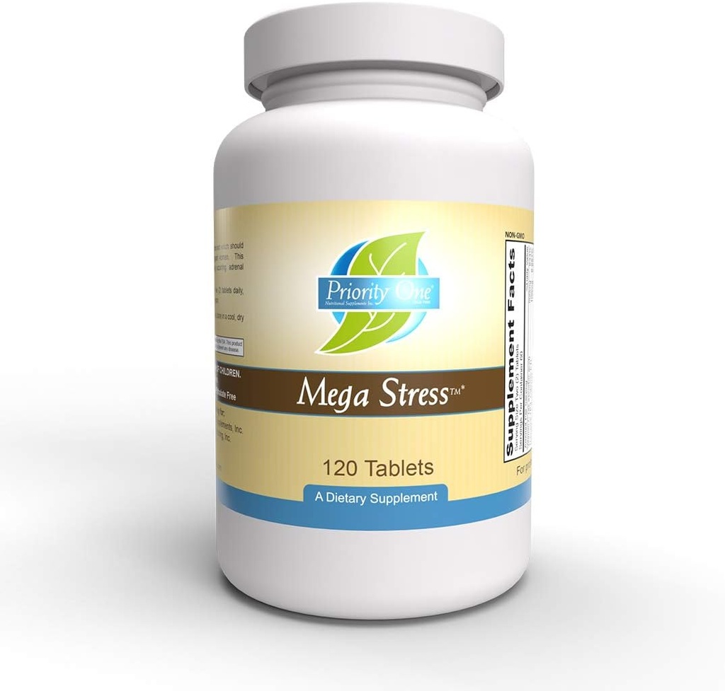 Priority One Vitamins Mega Stress 120 Tabletten - B Vitamin Complex mit den Vorteilen von Adrenal