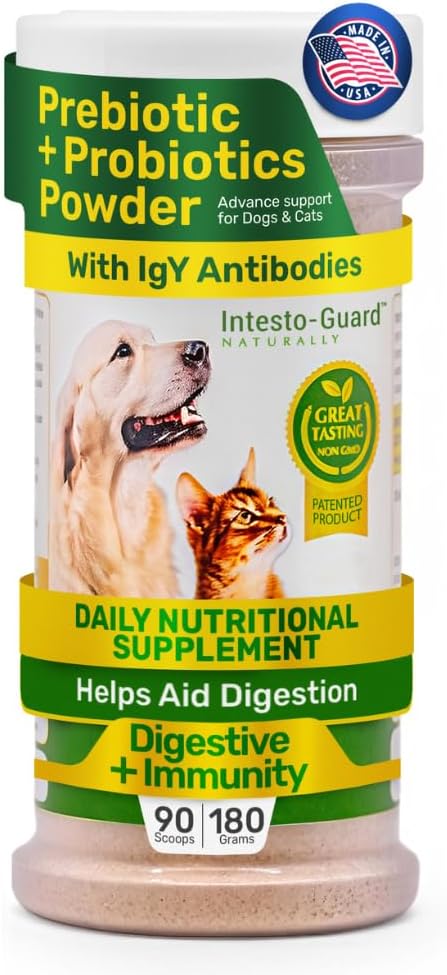 Probiotici a polvere per cani e gatti supporto immunitario digestivo supporta l'immunità di nutrizione di Gut Flora (90 Scoop Pack 1)