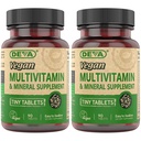 DEVA Tiny Tablets Vegan Multivitamin für Damen und Herren 2-Pack mit Eisen, Vitamin C, E, B Komplexe Vitamine, Zink, 90 Tabletten Jede