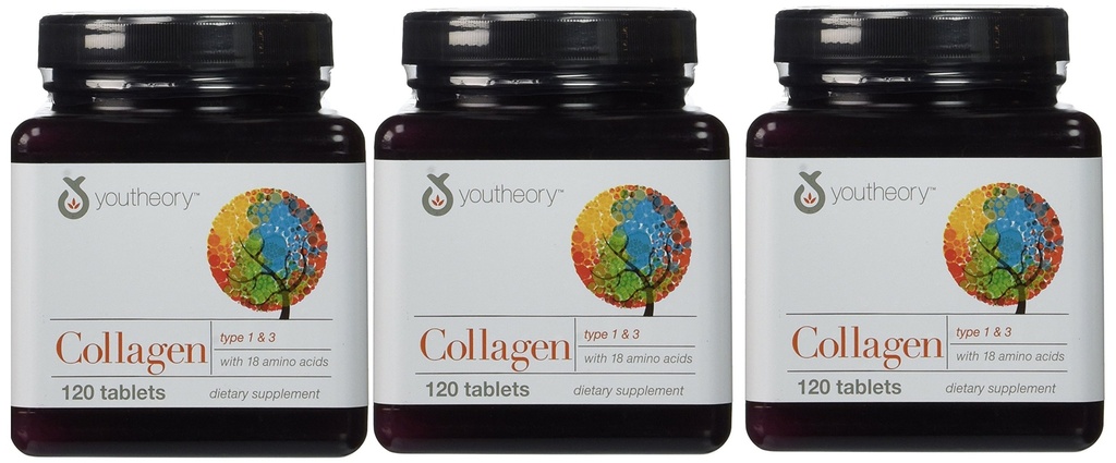 YouTheory Collagen, Typ 1 & 3, 120 Tabletten (Pack mit 3)