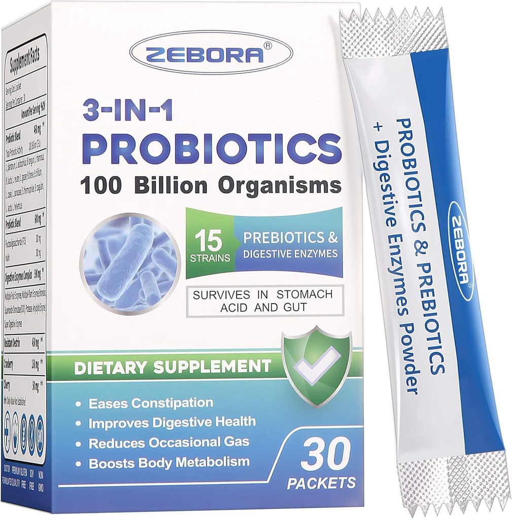 Probiotika für Frauen und Männer - 100 Billion Plus Verdauungsenzyme & Präbiotika, Höchste Potenz 3-in-1 vollständige Probiotika für Verdauungsmedizin, Immununterstützung