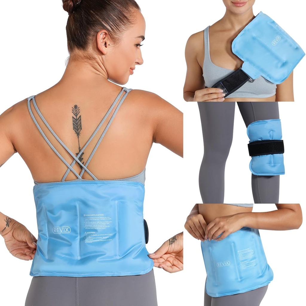 REVIX Gel Ice Pack für Rückenentlastung, Soft Plüsch Futter Eis Wrap für untere Rücken, Schulter, Hip, Arm, Knie, Kaltkompresstherapie, 16 × 9 "