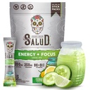 Salud 2-in-1 Energy Drink Powder + Focus, Lime di cetriolo, Caffeina organica, B6 + B12, Theanine, Bevande di energia pulita, Agua Fresca Mix, Non-GMO, Gluten Free, Vegan, 1g di zucchero, (15 Serve)