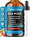 Ashwagandha & gouttes liquides curcuma - Vitamine C, Moss de mer, vinaigre de cidre de pomme, Bladderwrack - gouttes liquides végétaliennes pour le bien-être complet et l'immunité vitale (Lémonade au gingembre de Strawberry, 60mL)