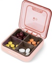 Organisateur quotidien de pilules, boîte de médecine portable 4-Compartment, compartiments de voyage, preuve d'humidité petit cas de pilule pour la chasse de poche, conteneur de prise quotidienne